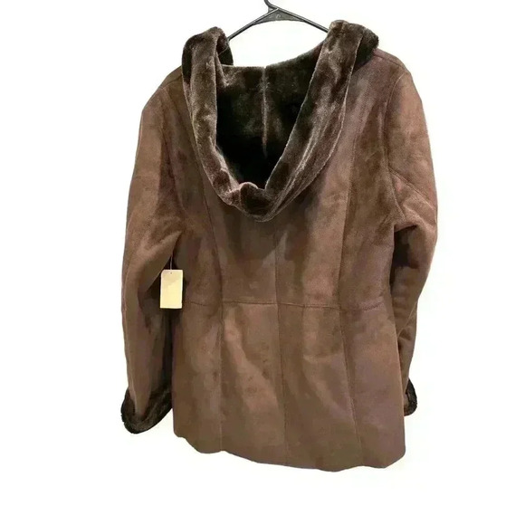 - Coldwater Creek Ultra Plush Hooded Coat in Brown, Size L,  NWT - Picture 7 of 9